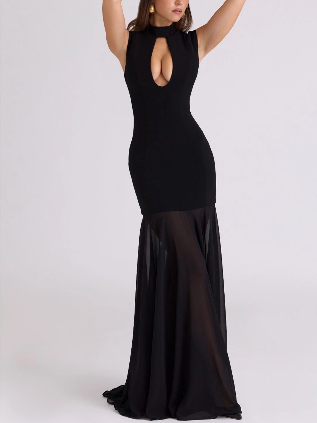 House Of Cb Raphaella Black Keyhole Maxi Dress